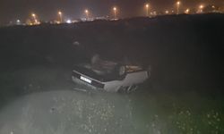 Takla atan otomobil ters döndü