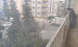 Park halinde alev alan aracı yaşlı kadın balkondan söndürmeye çalıştı