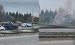 Eskişehir Çevre Yolu'nda bir otomobil alev alev yandı
