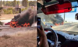 Eskişehir'de yanan kamyon adeta alev topuna döndü