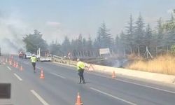 Eskişehir-Bursa kara yolunda otluk alan alev alev yandı