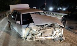 Bariyerlere çarpan araçta 2 kişi yaralandı