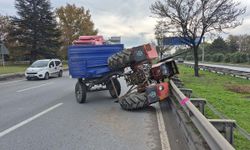 Eskişehir Çevre Yolu’nda traktör orta refüje devrildi