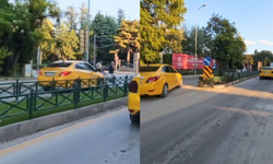 Eskişehir’de taksici trafik kurallarını hiçe saydı: Ters yöne girdi