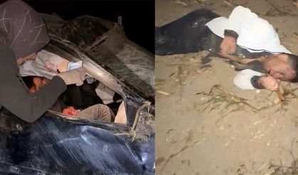 Alkollü sürücünün kontrolünden çıkan araç taklalar atarak tarlaya uçtu