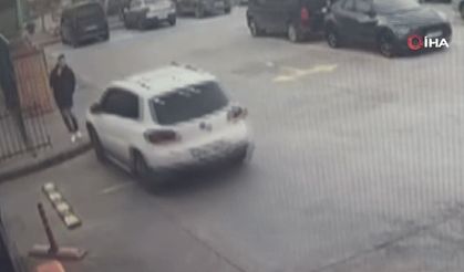 Bahçelievler’de otoparkta yaşanan ilginç kaza kamerada