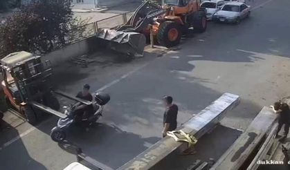 Tekirdağ'da pes dedirten kaza: Motosikletli forkliftin demir ayaklarına çarptı