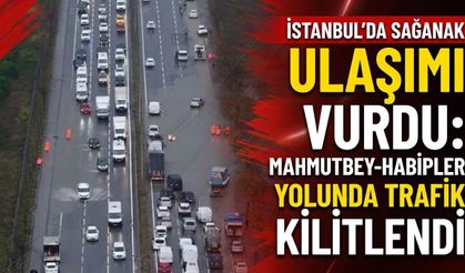 Mahmutbey-Habipler yolunda su baskını, trafik durma noktasına geldi