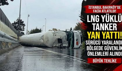 İstanbul’da LNG yüklü tanker yan yattı, sürücü yaralandı