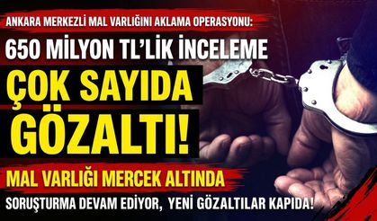 Ankara merkezli mal varlığını aklama operasyonu: 650 milyon TL’lik inceleme