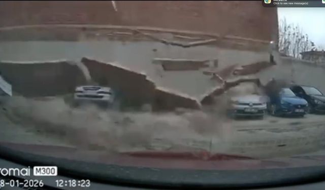 Eskişehir’de duvarın çökmesiyle 6 araç zarar görmüştü: Facianın görüntüleri ortaya çıktı