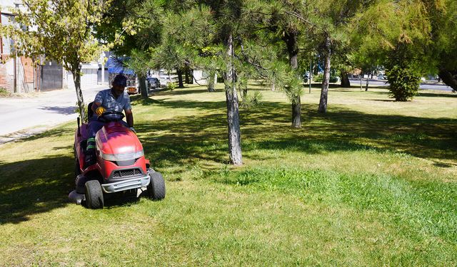Tepebaşı’nda çim biçme ve yeşil alan bakım çalışmaları sürüyor