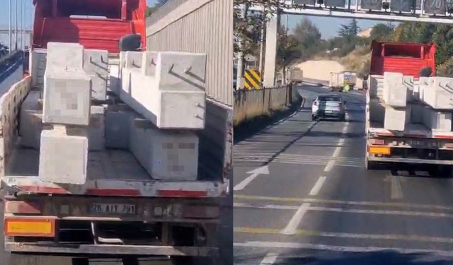 Eskişehir Çevreyolu’nda tonluk beton bloklar faciaya davetiye çıkardı