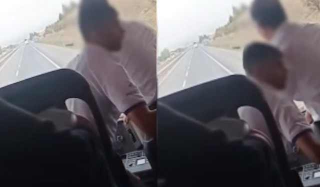 Eskişehir yolunda seyir halindeki otobüste tehlikeli şoför değişimi