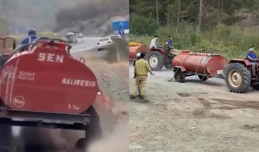 Dayanışmanın en güzel görüntüleri...Yangına jant üzerinde gitti