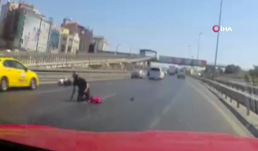 Florya’da bir motosikletli facianın eşiğinden döndü