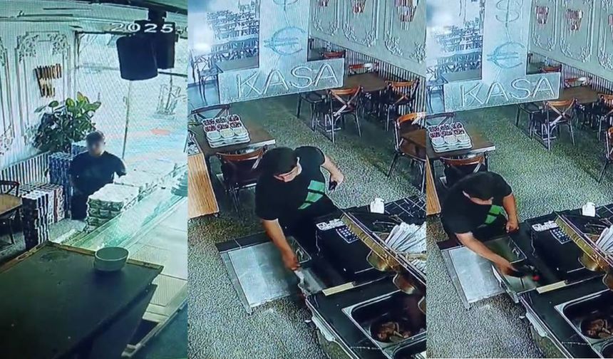 Topallayarak girdiği restorandan cüzdan çaldı, hırsızlık anı kameraya yansıdı