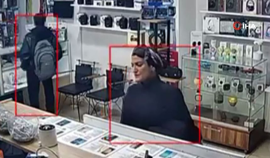Telefonunu ücretsiz tamir ettirmek isteyen kadın, iş yerinden hoparlör çalıp kaçtı