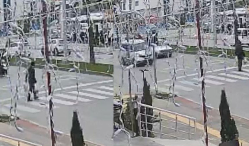 Yaya geçidinden geçerken otomobil çarptı: O anlar kamerada