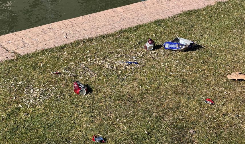 Eskişehir'de duyarsız vatandaşlardan pes dedirten davranış: Çekirdek çitleyip çöplüğe çevirdiler