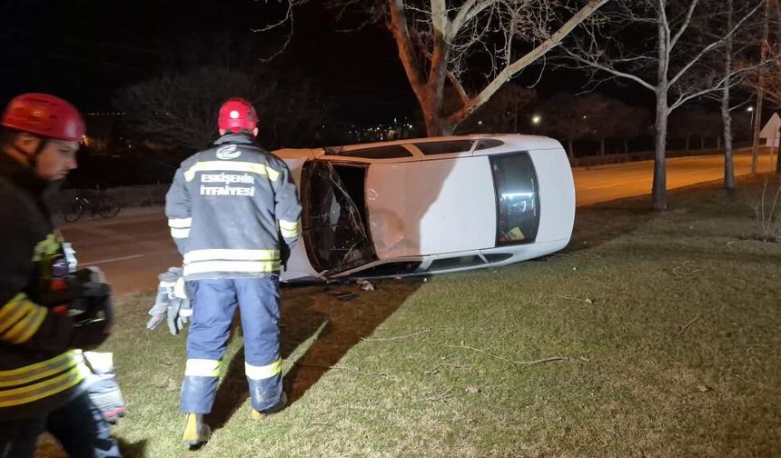 Eskişehir'de kontrolden çıkan otomobil takla attı: 1 yaralı