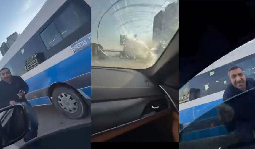 Bursa’da yol verme kavgası kamerada... Camı kırdı, 180 bin lira ceza yedi
