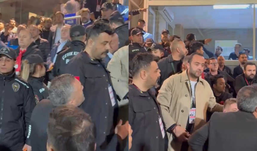 Eskişehirspor Balıkesirspor maçında tribünde gerginlik