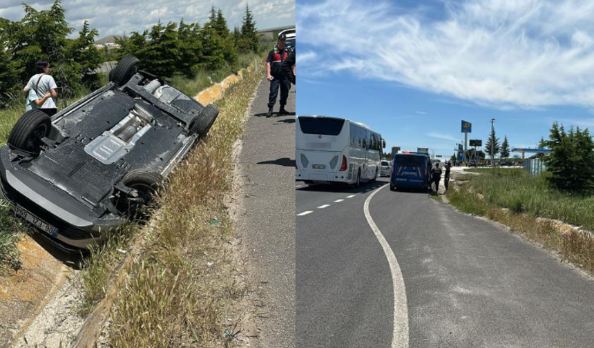 Eskişehir'de bayram dönüşü kaza: Takla atan iki araç refüje düştü