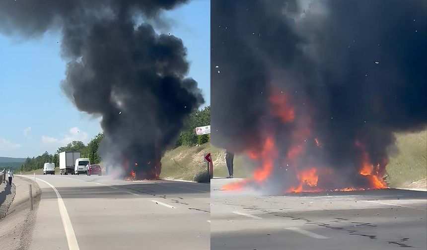 Eskişehir - Kütahya yolunda korkutan yangın