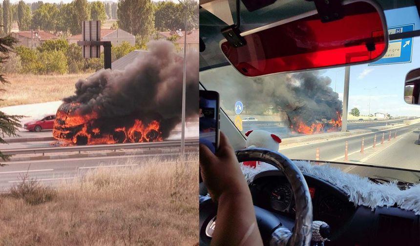 Eskişehir'de yanan kamyon adeta alev topuna döndü