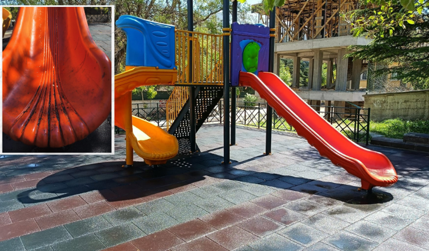 Eskişehir'de çocuk parkına çirkin saldırı: Kaydıraklara yanık yağ döküldü