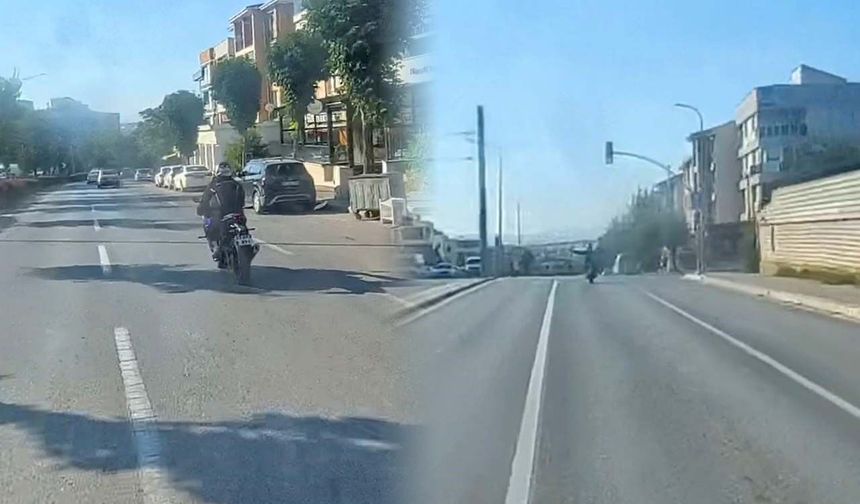 Canını hiçe saydı! Eskişehir'de motosiklet sürücüsünden tehlikeli şov