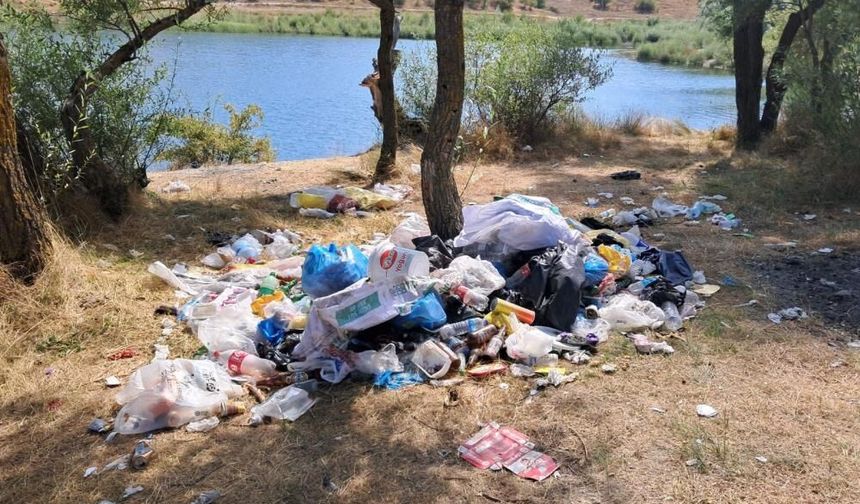Eskişehir’den balık tutmaya gittiler: Gölet kıyısındaki çöpleri görünce temizlediler