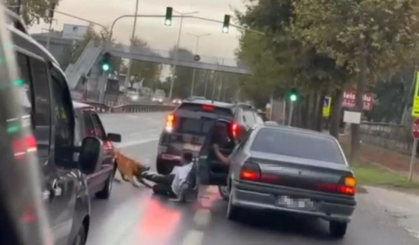 Köpeğin vatandaşı ayağından ısırıp sürüklediği anlar kamerada
