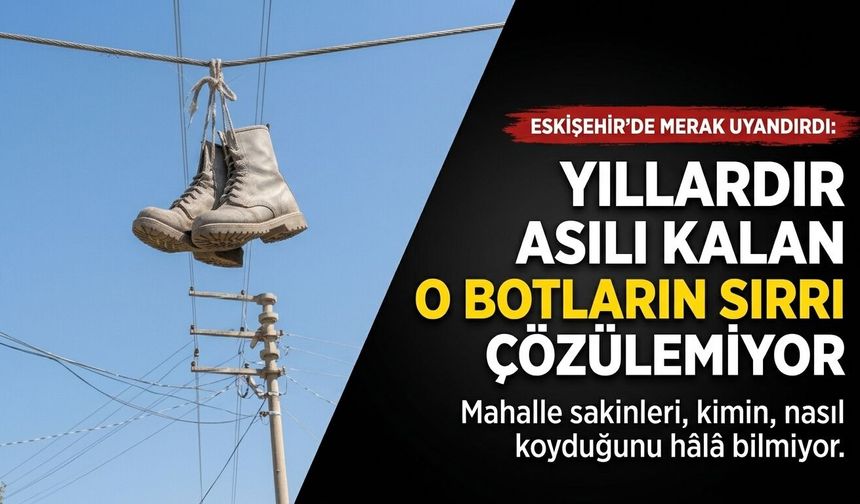 Eskişehir'de merak konusu oldu: Yıllardır elektrik telinde duran bir çift botun sırrı çözülemiyor